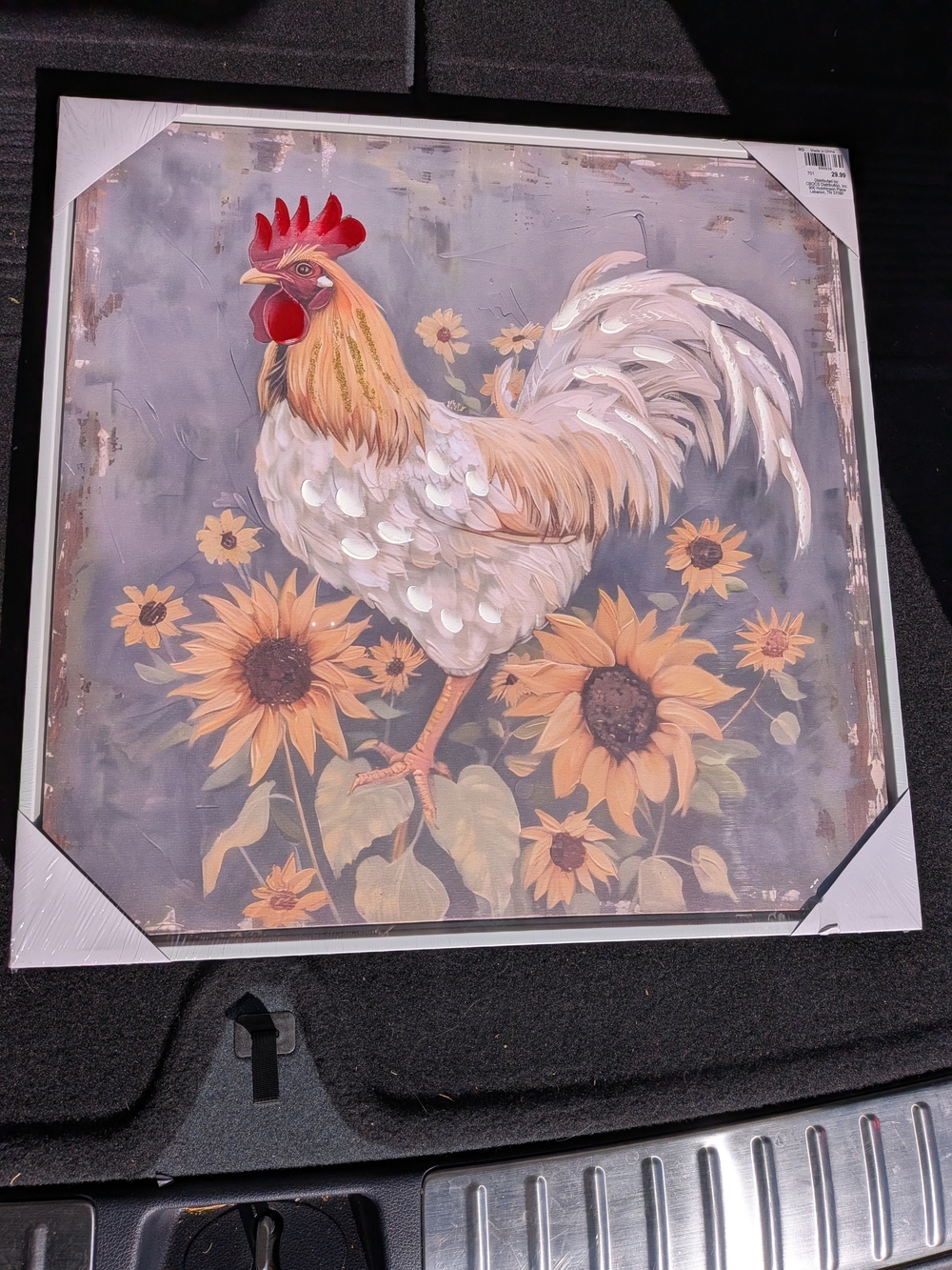 Farmhouse Rooster & Sunflower Wall Art Print